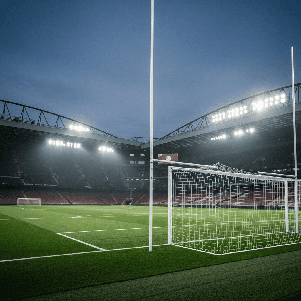 Oświetlenie stadionowe do piłki nożnej na arenie sportowej.